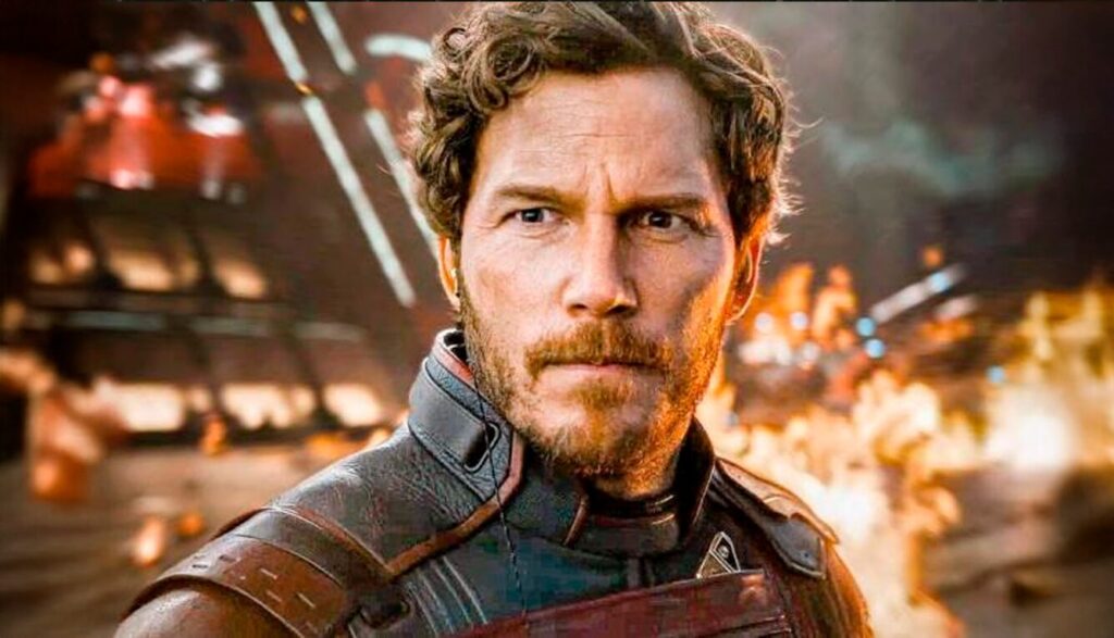 El actor Chris Pratt interpretando a Star Lord en Marvel